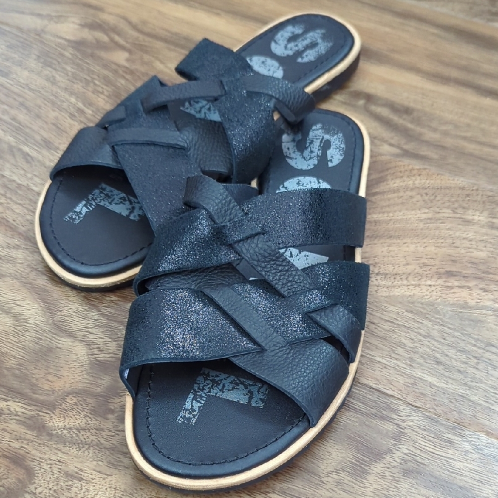 Sorel Ella Slide Black Leather Sandals